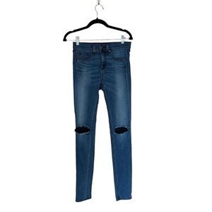 Rag & Bone Women’s High Rise Skinny Legging Blue Denim Jean Distressed 25